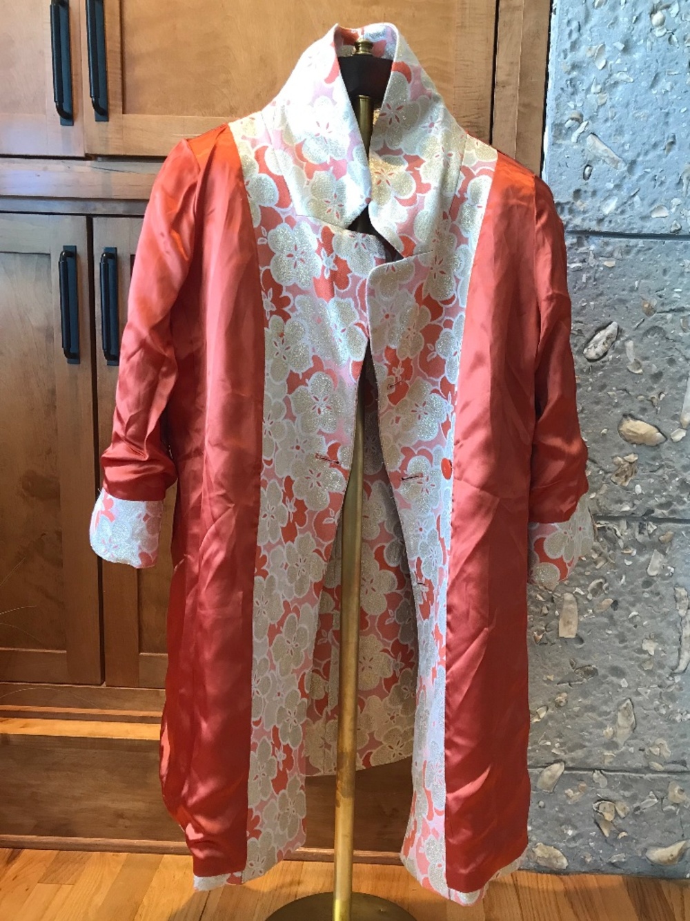 Y2K 🔥 2005 RUNWAY BANANA REPUBLIC CORAL FLORAL METALLIC JACQUARD TRENCH - Picture 7 of 16